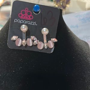 Paparazzi #63 pink and silver earrings